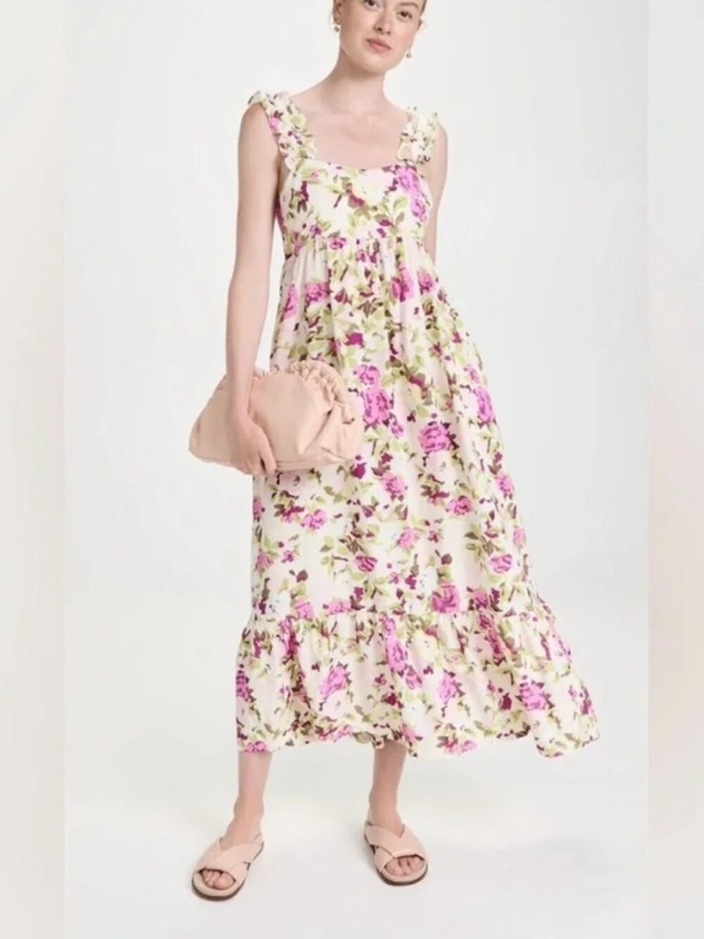 En Saison Cassidy Midi Dress Women's Size Medium Floral Tiered Ruffles NEW
